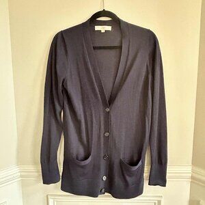 Loft Long Sleeve Cardigan Button Up V-Neck Black Large